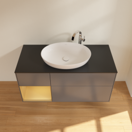 Тумба под раковину Villeroy & Boch Finion 120х50,1 см с подсветкой МДФ антрацит матовый лак/стекло черное матовое G942HFGK