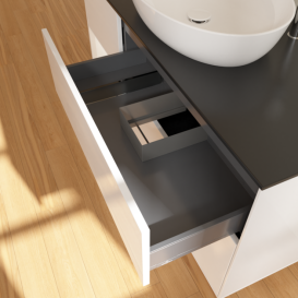 Тумба под раковину Villeroy & Boch Finion 120х50,1 см с подсветкой МДФ глянцевый белый лак/стекло черное матовое G942MTGF