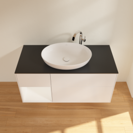 Тумба под раковину Villeroy & Boch Finion 120х50,1 см с подсветкой МДФ белый матовый лак/стекло черное матовое G942MTMT