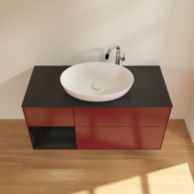 Тумба под раковину Villeroy & Boch Finion 120х50,1 см с подсветкой МДФ пион матовый лак/стекло черное матовое G942PDHB