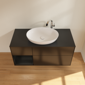 Тумба под раковину Villeroy & Boch Finion 120х50,1 см с подсветкой МДФ черный матовый лак/стекло черное матовое G942PDPD