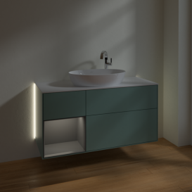Тумба под раковину Villeroy & Boch Finion 120х50,1 см с подсветкой МДФ оливковый матовый лак/стекло белое матовое G941GKGM