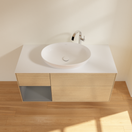 Тумба под раковину Villeroy & Boch Finion 120х50,1 см с подсветкой МДФ шпон дуба/стекло белое матовое G941GKPC