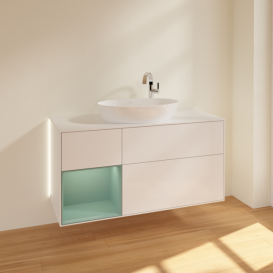 Тумба под раковину Villeroy & Boch Finion 120х50,1 см с подсветкой МДФ глянцевый белый лак/стекло белое матовое G941GMGF