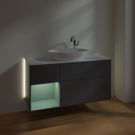 Тумба под раковину Villeroy & Boch Finion 120х50,1 см с подсветкой МДФ антрацит матовый лак/стекло белое матовое G941GMGK