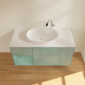 Тумба под раковину Villeroy & Boch Finion 120х50,1 см с подсветкой МДФ оливковый матовый лак/стекло белое матовое G941GMGM