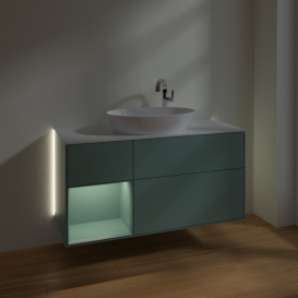 Тумба под раковину Villeroy & Boch Finion 120х50,1 см с подсветкой МДФ оливковый матовый лак/стекло белое матовое G941GMGM