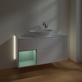 Тумба під раковину Villeroy & Boch Finion 120х50,1 см із підсвічуванням МДФ білий матовий лак/скло біле матове G941GMMT