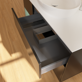 Тумба под раковину Villeroy & Boch Finion 120х50,1 см с подсветкой МДФ черный матовый лак/стекло белое матовое G941GMPD