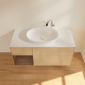 Тумба под раковину Villeroy & Boch Finion 120х50,1 см с подсветкой МДФ шпон дуба/стекло белое матовое G941GNPC