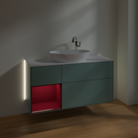 Тумба под раковину Villeroy & Boch Finion 120х50,1 см с подсветкой МДФ оливковый матовый лак/стекло белое матовое G941HBGM