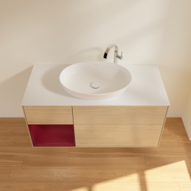 Тумба под раковину Villeroy & Boch Finion 120х50,1 см с подсветкой МДФ шпон дуба/стекло белое матовое G941HBPC