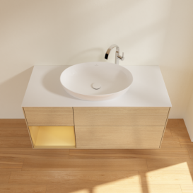 Тумба под раковину Villeroy & Boch Finion 120х50,1 см с подсветкой МДФ шпон дуба/стекло белое матовое  G941HFPC