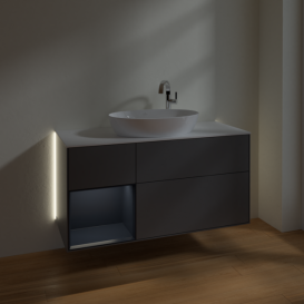 Тумба под раковину Villeroy & Boch Finion 120х50,1 см с подсветкой МДФ антрацит матовый лак/стекло белое матовое G941HGGK