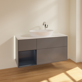 Тумба под раковину Villeroy & Boch Finion 120х50,1 см с подсветкой МДФ антрацит матовый лак/стекло белое матовое G941HGGK