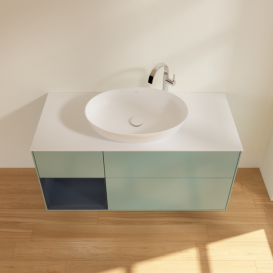 Тумба под раковину Villeroy & Boch Finion 120х50,1 см с подсветкой МДФ оливковый матовый лак/стекло белое матовое G941HGGM