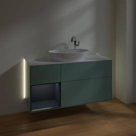 Тумба под раковину Villeroy & Boch Finion 120х50,1 см с подсветкой МДФ оливковый матовый лак/стекло белое матовое G941HGGM