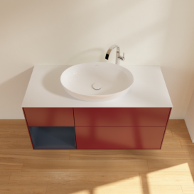 Тумба под раковину Villeroy & Boch Finion 120х50,1 см с подсветкой МДФ пион матовый лак/стекло белое матовое G941HGHB