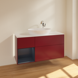 Тумба под раковину Villeroy & Boch Finion 120х50,1 см с подсветкой МДФ пион матовый лак/стекло белое матовое G941HGHB