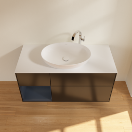 Тумба под раковину Villeroy & Boch Finion 120х50,1 см с подсветкой МДФ черный матовый лак/стекло белое матовое G941HGPD