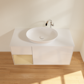 Тумба под раковину Villeroy & Boch Finion 120х50,1 см с подсветкой МДФ глянцевый белый лак/стекло белое матовое G941PCGF