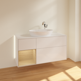 Тумба под раковину Villeroy & Boch Finion 120х50,1 см с подсветкой МДФ глянцевый белый лак/стекло белое матовое G941PCGF