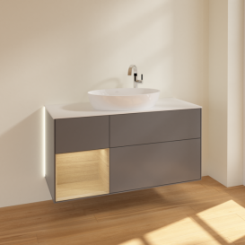 Тумба под раковину Villeroy & Boch Finion 120х50,1 см с подсветкой МДФ антрацит матовый лак/стекло белое матовое G941PCGK
