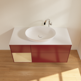 Тумба под раковину Villeroy & Boch Finion 120х50,1 см с подсветкой МДФ пион матовый лак/стекло белое матовое G941PCHB