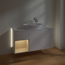 Тумба под раковину Villeroy & Boch Finion 120х50,1 см с подсветкой МДФ белый матовый лак/стекло белое матовое G941PCMT