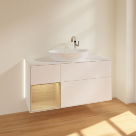 Тумба под раковину Villeroy & Boch Finion 120х50,1 см с подсветкой МДФ белый матовый лак/стекло белое матовое G941PCMT