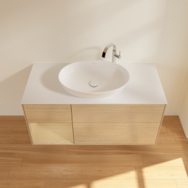 Тумба под раковину Villeroy & Boch Finion 120х50,1 см с подсветкой МДФ шпон дуба/стекло белое матовое G941PCPC