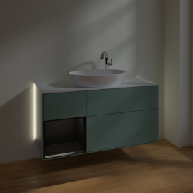 Тумба под раковину Villeroy & Boch Finion 120х50,1 см с подсветкой МДФ оливковый матовый лак/стекло белое матовое G941PDGM