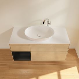 Тумба під раковину Villeroy & Boch Finion 120х50,1 см із підсвічуванням МДФ шпон дуба/скло біле матове G941PDPC