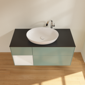 Тумба под раковину Villeroy & Boch Finion 120х50,1 см с подсветкой МДФ оливковый матовый лак/стекло черное матовое G942GFGM