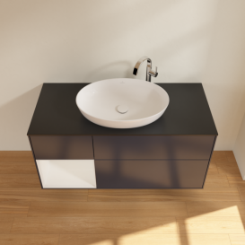 Тумба под раковину Villeroy & Boch Finion 120х50,1 см с подсветкой МДФ темно-синий матовый лак/стекло черное матовое G942GFHG