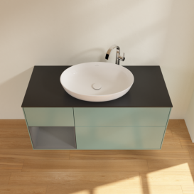 Тумба под раковину Villeroy & Boch Finion 120х50,1 см с подсветкой МДФ оливковый матовый лак/стекло черное матовое G942GKGM