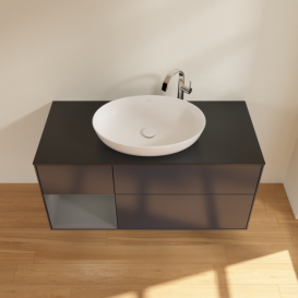 Тумба под раковину Villeroy & Boch Finion 120х50,1 см с подсветкой МДФ темно-синий матовый лак/стекло черное матовое G942GKHG