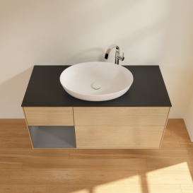 Тумба под раковину Villeroy & Boch Finion 120х50,1 см с подсветкой МДФ шпон дуба/стекло черное матовое G942GKPC