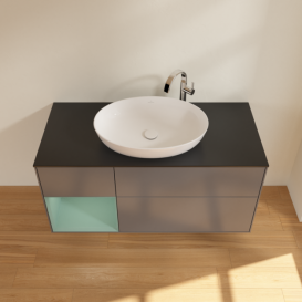 Тумба под раковину Villeroy & Boch Finion 120х50,1 см с подсветкой МДФ антрацит матовый лак/стекло черное матовое G942GMGK