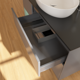 Тумба под раковину Villeroy & Boch Finion 120х50,1 см с подсветкой МДФ антрацит матовый лак/стекло черное матовое G942GMGK