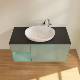 Тумба под раковину Villeroy & Boch Finion 120х50,1 см с подсветкой МДФ оливковый матовый лак/стекло черное матовое G942GMGM