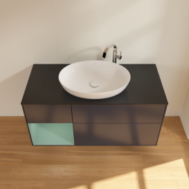 Тумба под раковину Villeroy & Boch Finion 120х50,1 см с подсветкой МДФ темно-синий матовый лак/стекло черное матовое G942GMHG