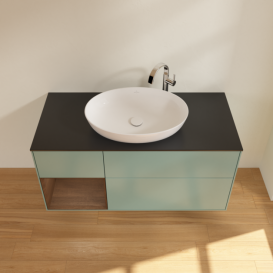 Тумба под раковину Villeroy & Boch Finion 120х50,1 см с подсветкой МДФ оливковый матовый лак/стекло черное матовое G942GNGM