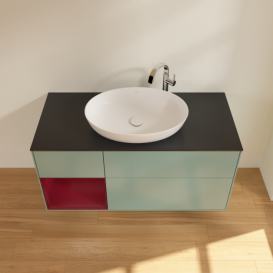 Тумба под раковину Villeroy & Boch Finion 120х50,1 см с подсветкой МДФ оливковый матовый лак/стекло черное матовое G942HBGM