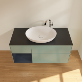 Тумба под раковину Villeroy & Boch Finion 120х50,1 см с подсветкой МДФ оливковый матовый лак/стекло черное матовое G942HGGM