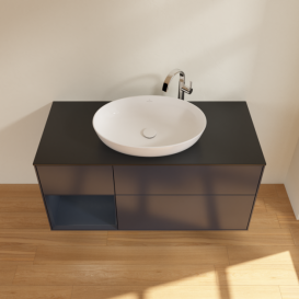 Тумба под раковину Villeroy & Boch Finion 120х50,1 см с подсветкой МДФ темно-синий матовый лак/стекло черное матовое G942HGHG