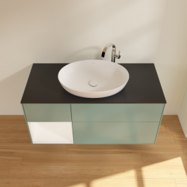 Тумба под раковину Villeroy & Boch Finion 120х50,1 см с подсветкой МДФ оливковый матовый лак/стекло черное матовое G942MTGM