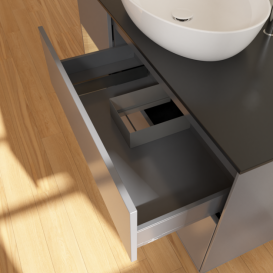 Тумба під раковину Villeroy & Boch Finion 120х50,1 см з підсвічуванням антрацит матовий лак/скло чорне матове G942PCGK