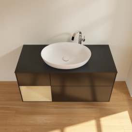 Тумба под раковину Villeroy & Boch Finion 120х50,1 см с подсветкой МДФ черный матовый лак/стекло черное матовое G942PCPD