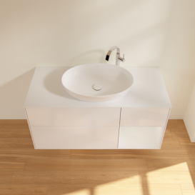 Тумба под раковину Villeroy & Boch Finion 120х50,1 см с подсветкой МДФ глянцевый белый лак/стекло белое матовое F951GFGF